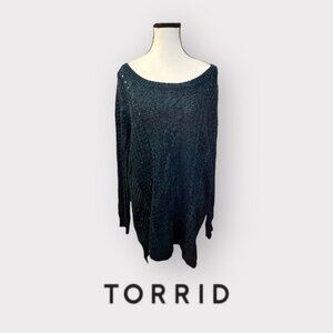 Womens torrid Marled Knit Blue Black Pullover Sweater 2 2L L 18 20
